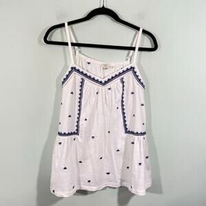 Fat Boy UK Women White Embroidered Adjustable Straps Tank Top Size 6